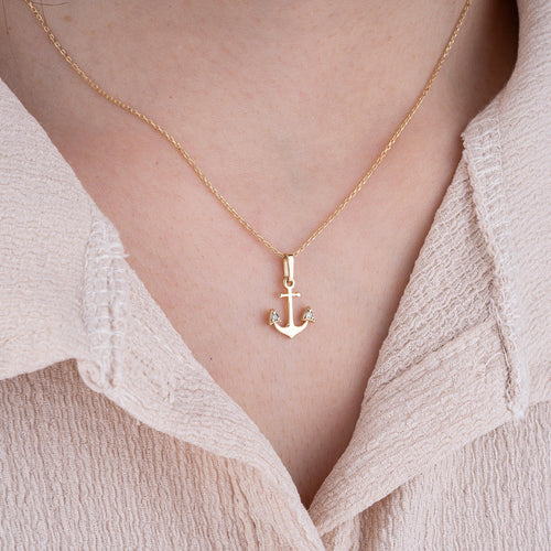 14K Gold Diamond Anchor Necklace – Haven