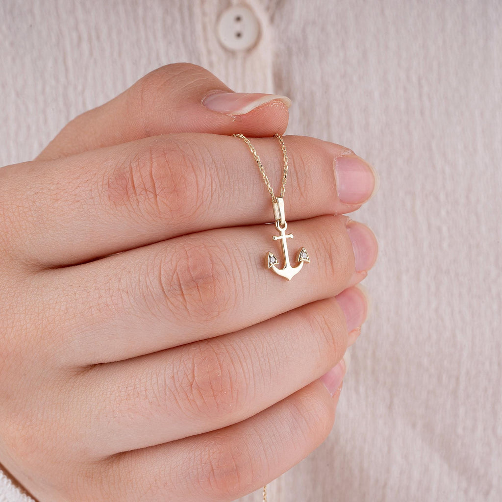 14K Gold Diamond Anchor Necklace – Haven
