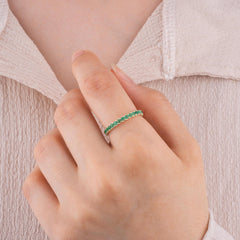 14K Gold Emerald Full Eternity Band – Esmera