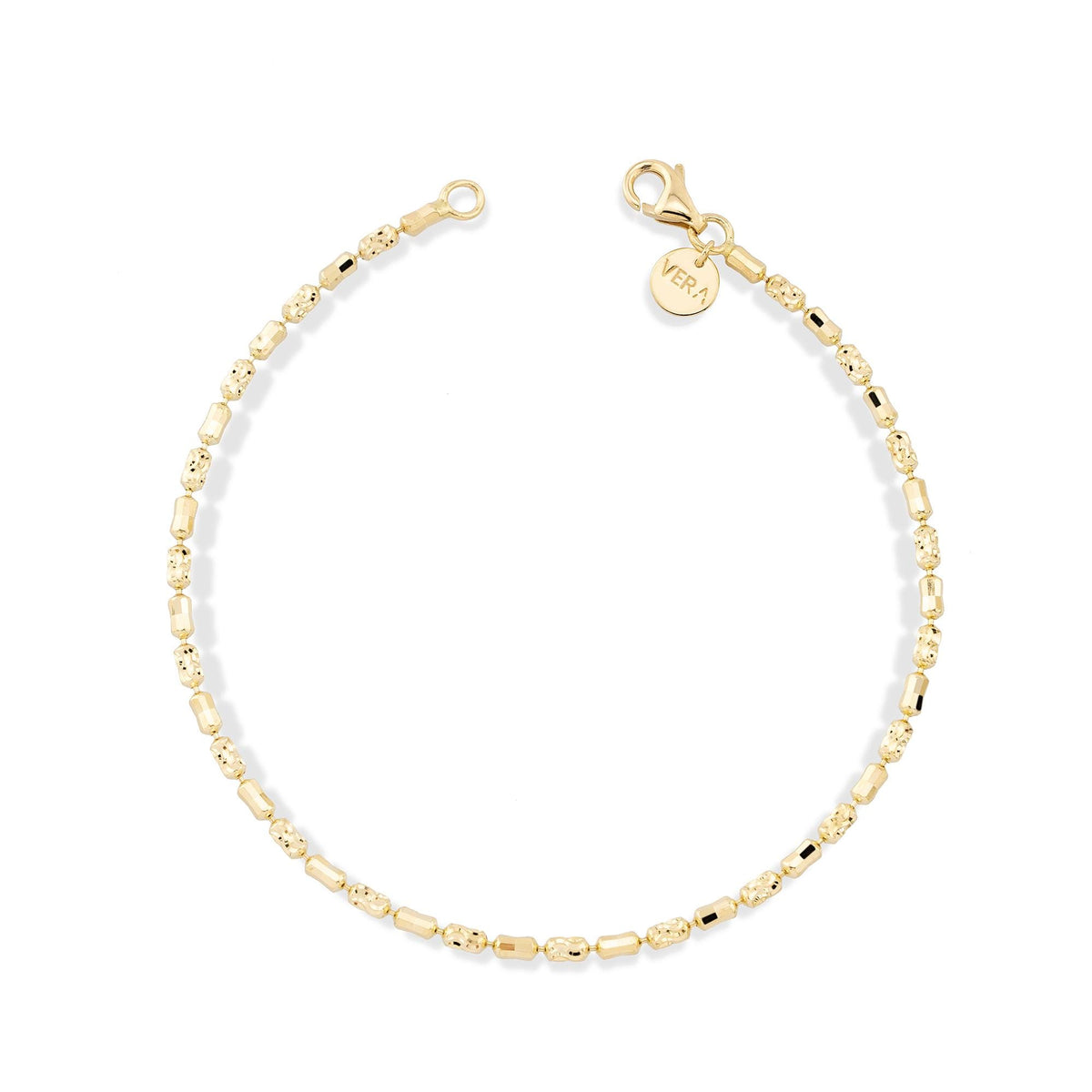 14K Gold Beaded Bar Bracelet for Women/ Dainty Gold Chain Bracelet/ Everyday Solid Gold Jewelry/ Elegant Ball Link Bracelet/ Gift for Her