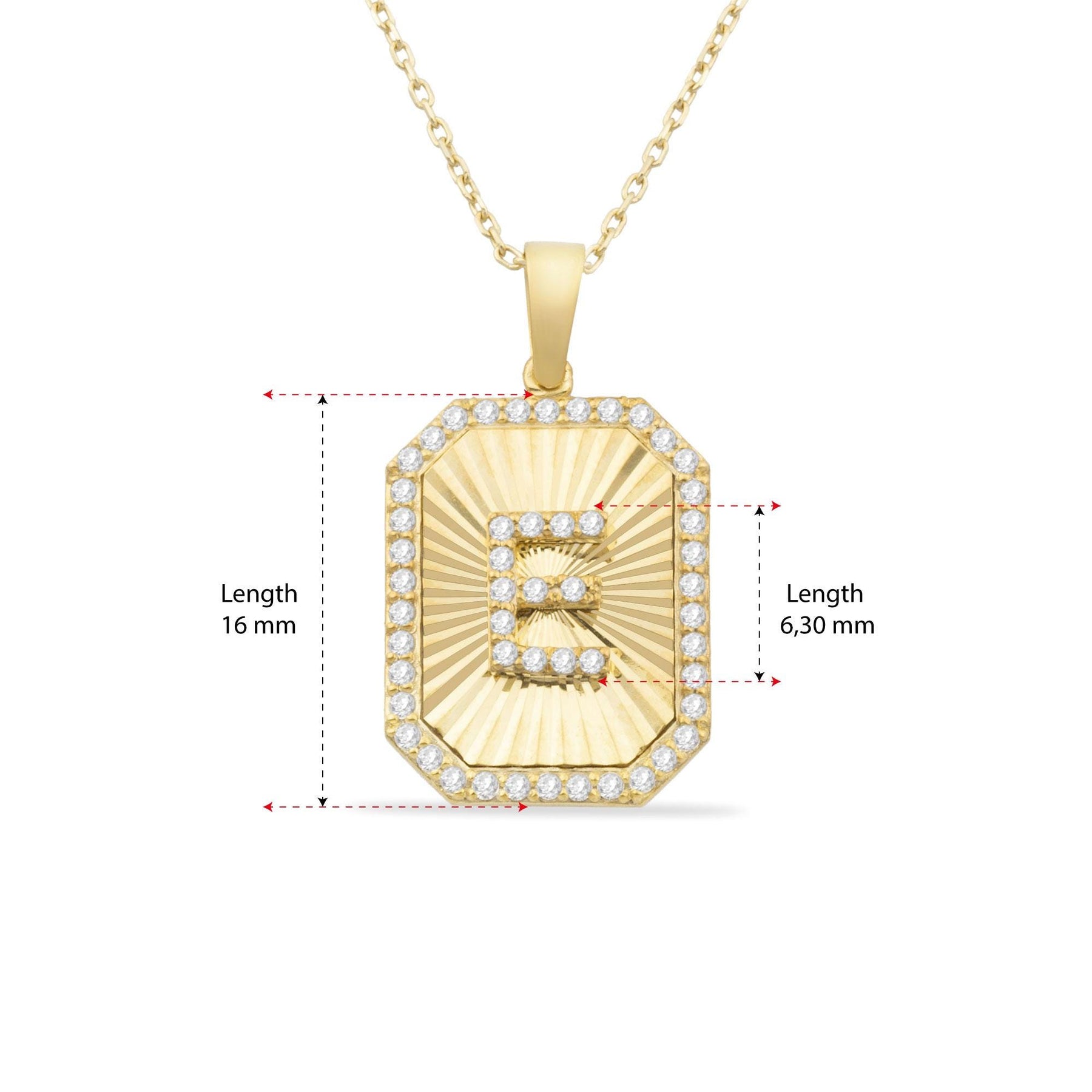 14K Gold Diamond Rectangle Initial Necklace – Signa