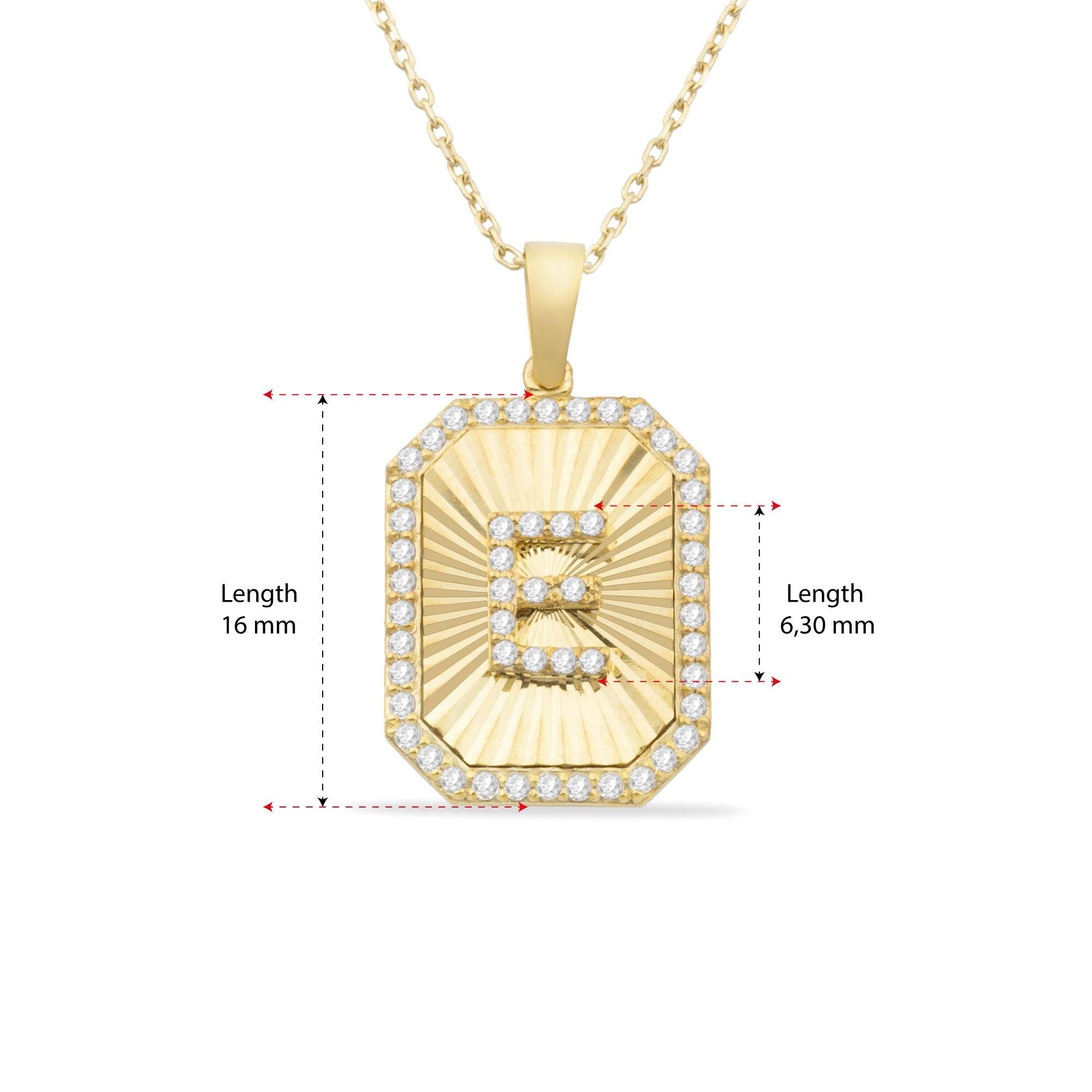 14K Gold Diamond Rectangle Initial Necklace – Signa