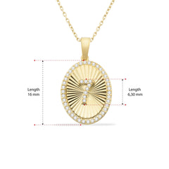 14 Ayar Altın Pırlanta Oval Baş Harfli Kolye – Signa