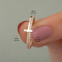 14K Gold Diamond Cross Ring — Elthara