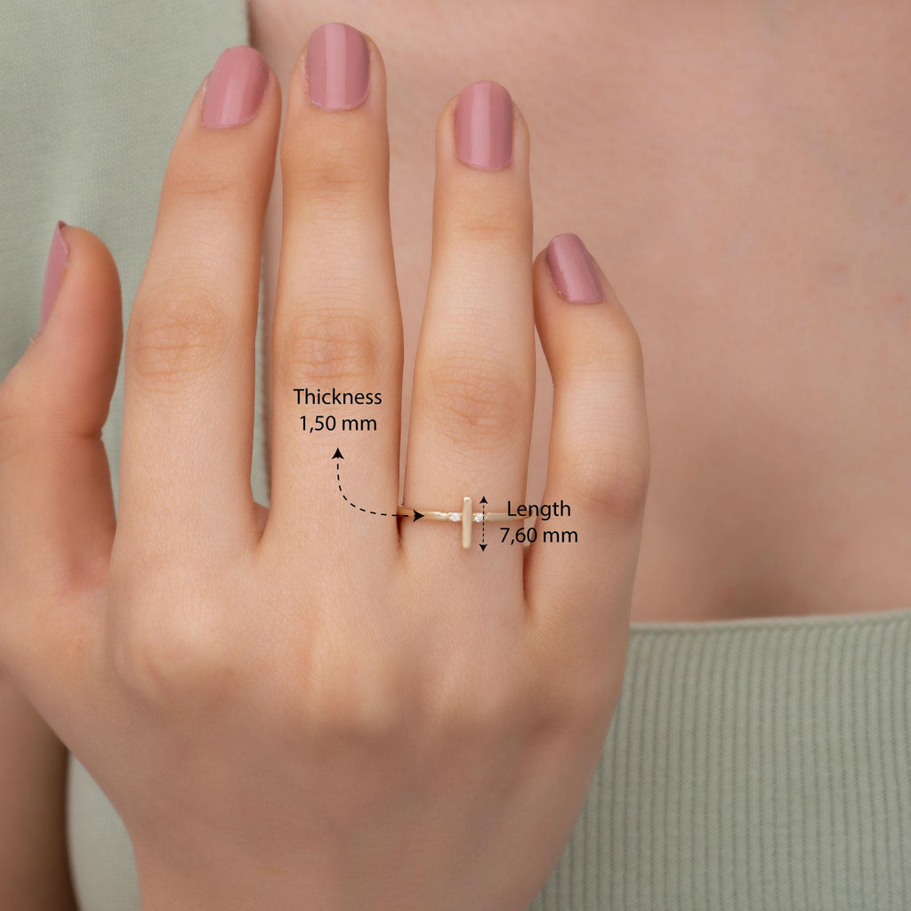 14K Solid Gold Diamond Cross Ring — Karyne