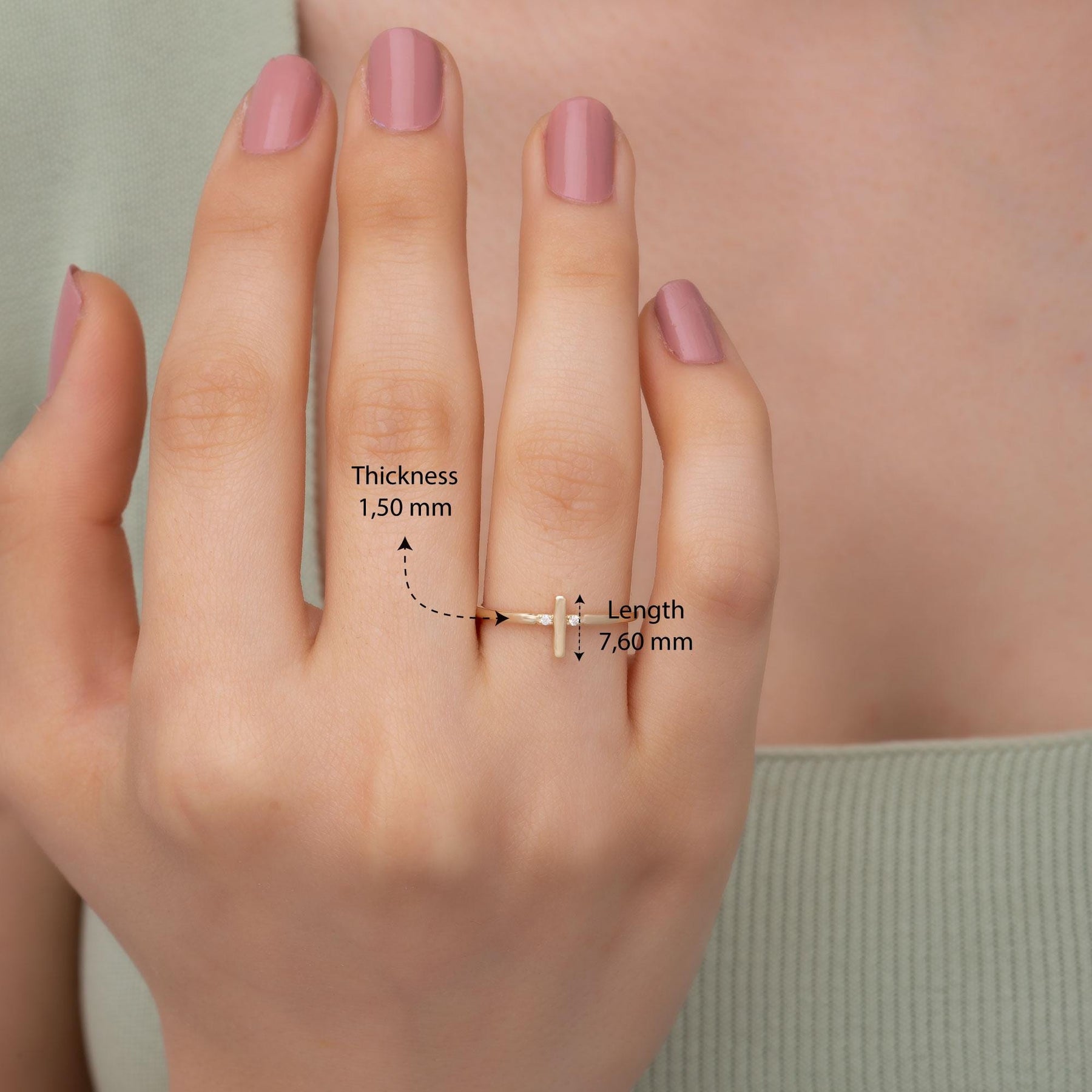 14 Ayar Katı Altın Pırlanta Haç Yüzük — Karyne 