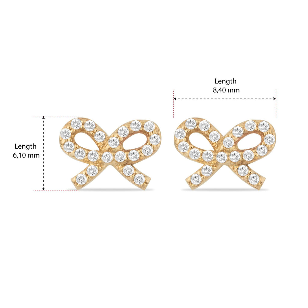 14K Gold Diamond Bow Stud Earrings – Luvienne