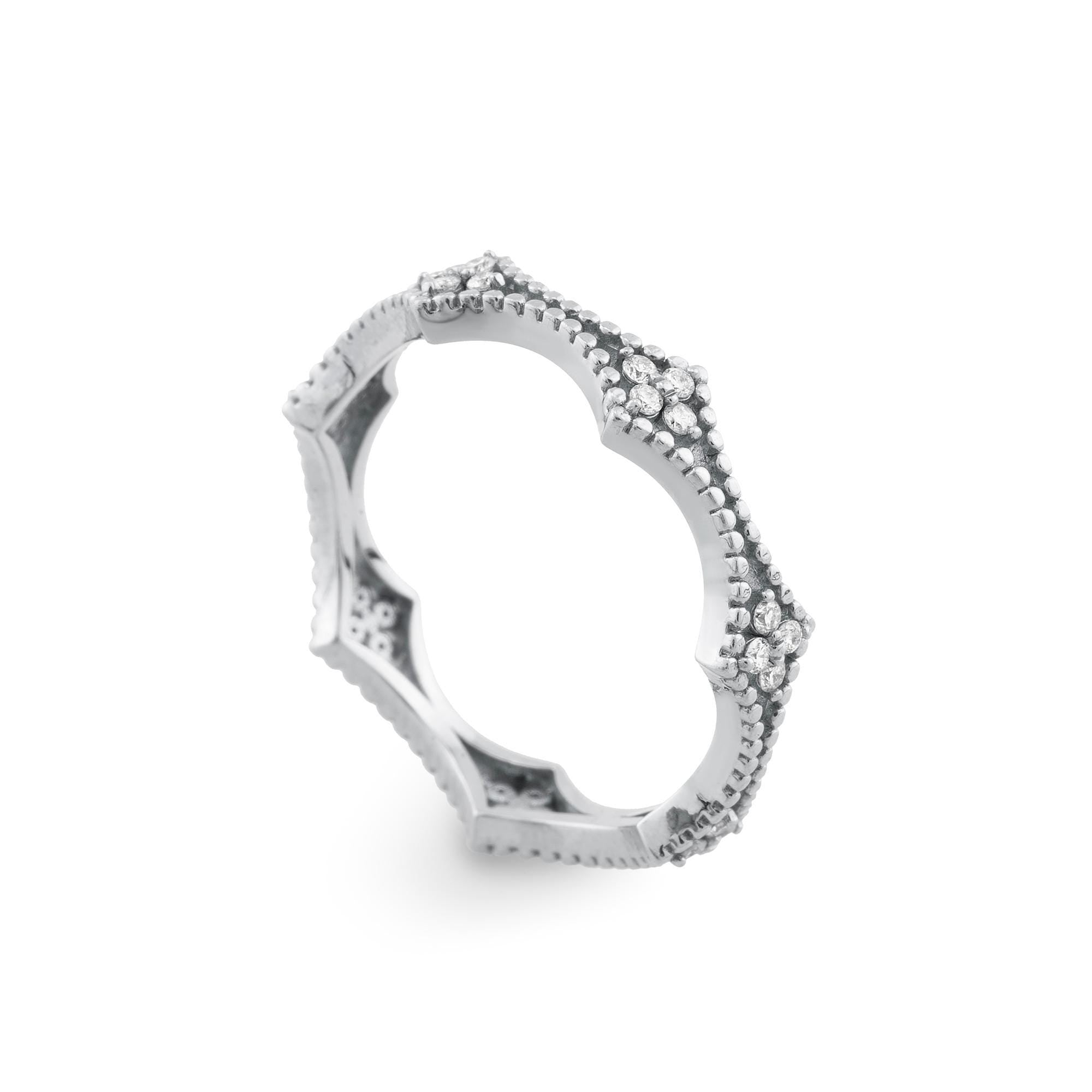 14K Gold Diamond Flower Ring — Marencia