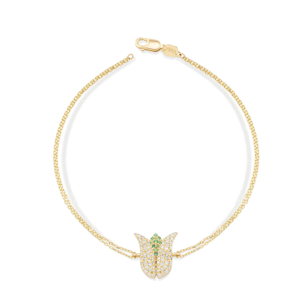 14K Gold Diamond Tulip Bracelet – Arvena