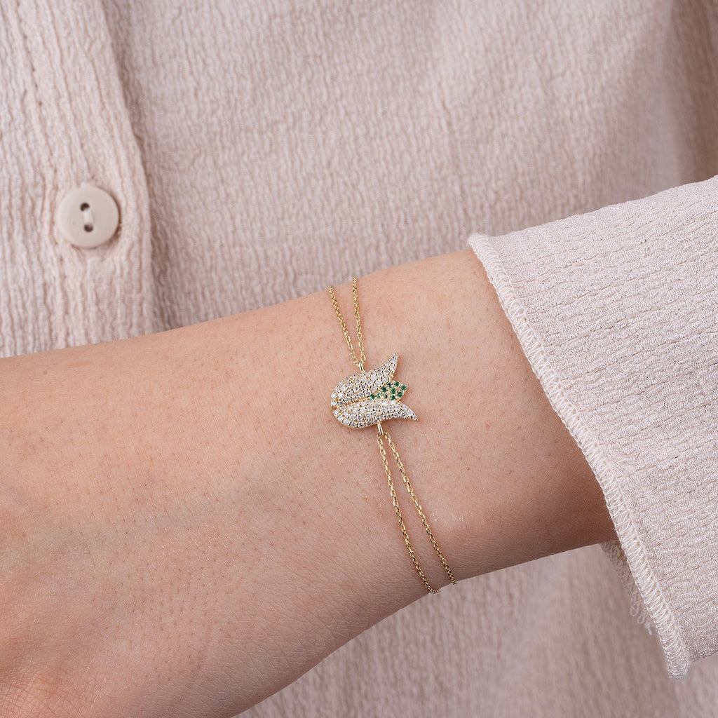 14K Gold Diamond Tulip Bracelet – Arvena