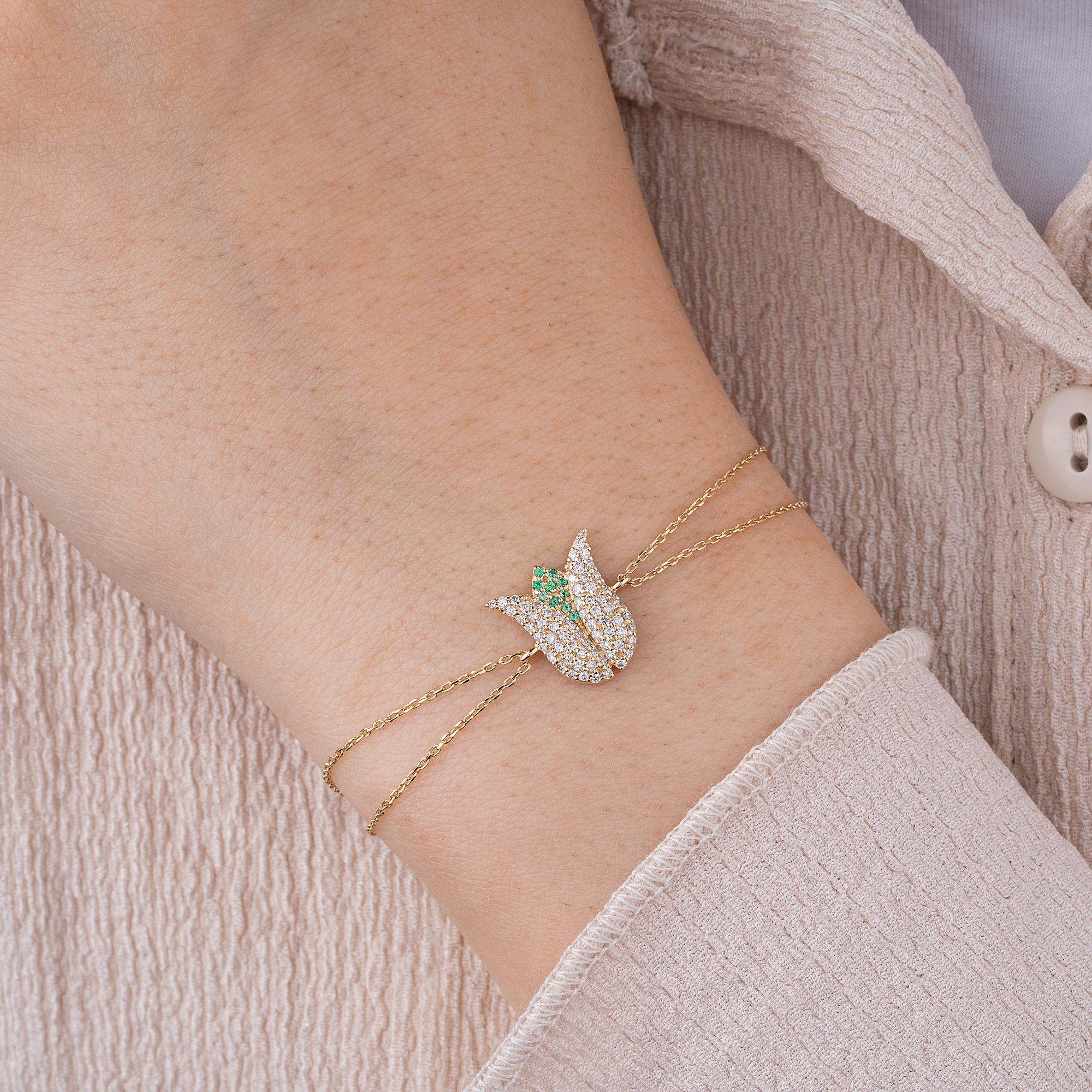 14K Gold Diamond Tulip Bracelet – Arvena
