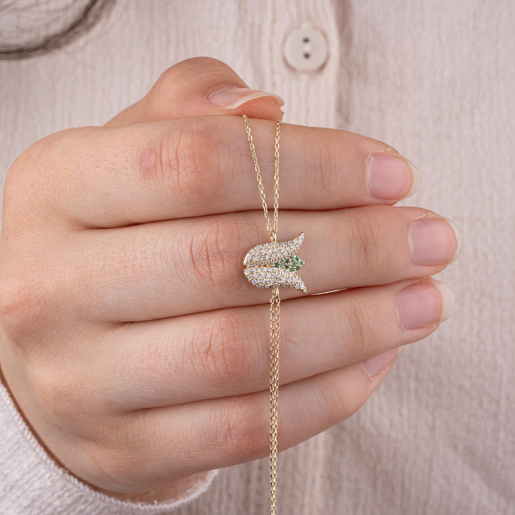 14K Gold Diamond Tulip Bracelet – Arvena