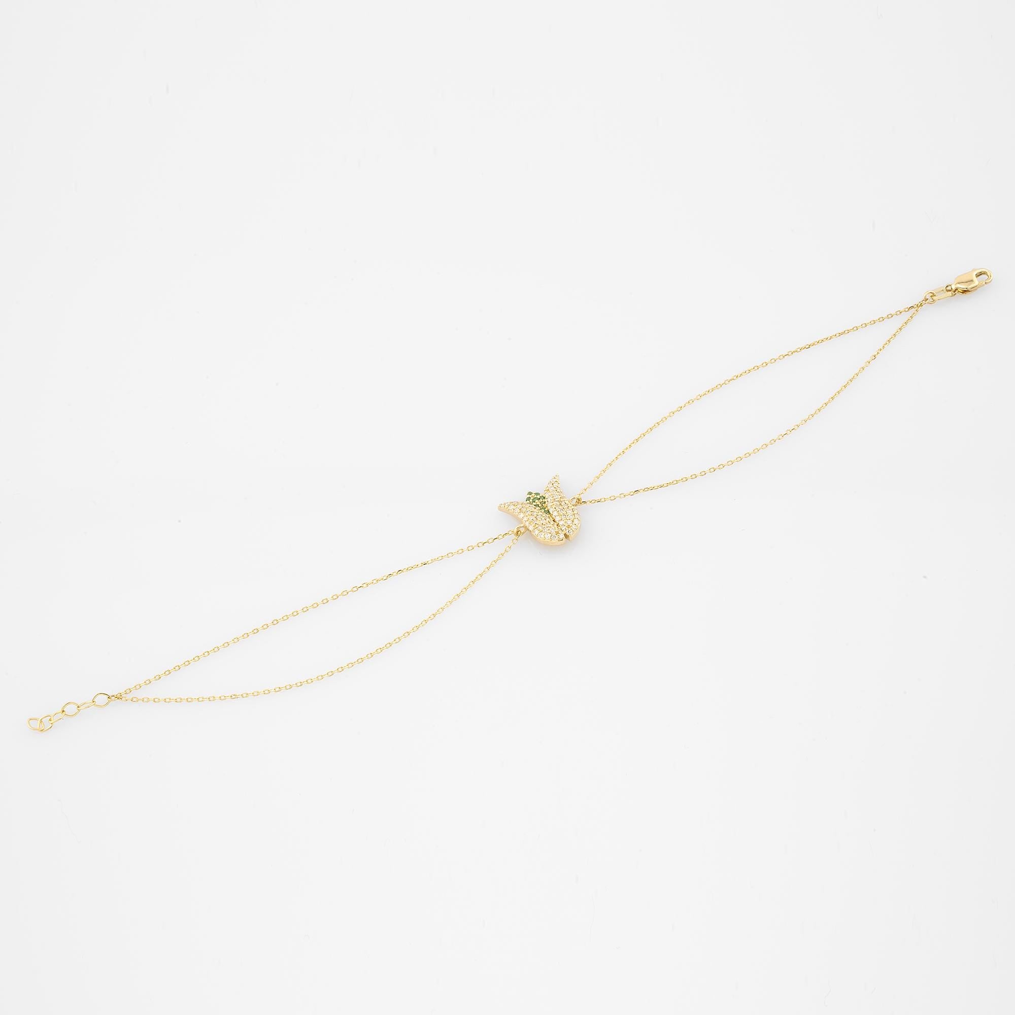 14K Gold Diamond Tulip Bracelet – Arvena