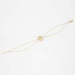 14K Gold Diamond Tulip Bracelet / Ottoman Tulip Jewelry for Women / Double Chain Gold Bracelet / Green & White Diamond Gift / Gift for Her