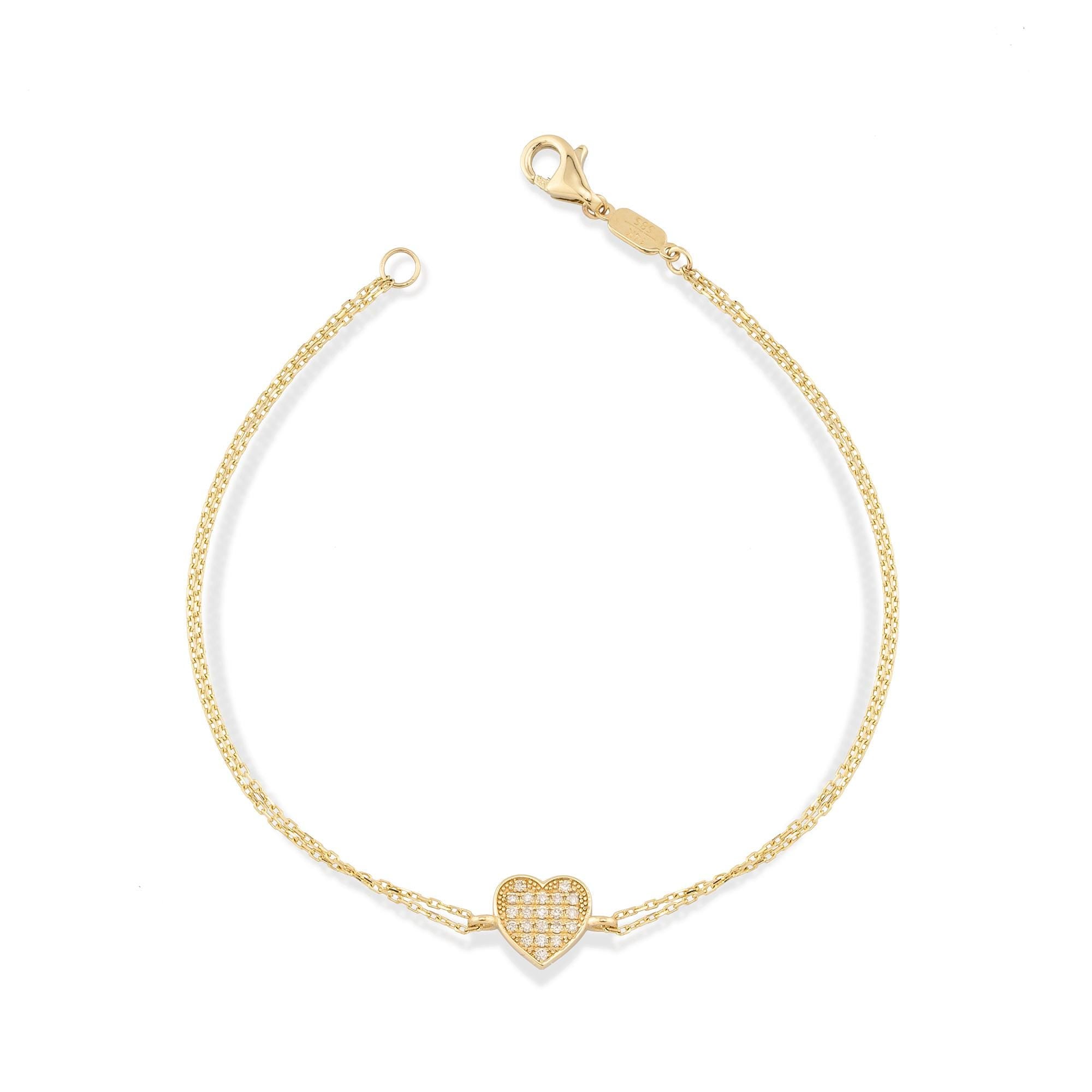 14K Gold Diamond Heart Bracelet – Novara