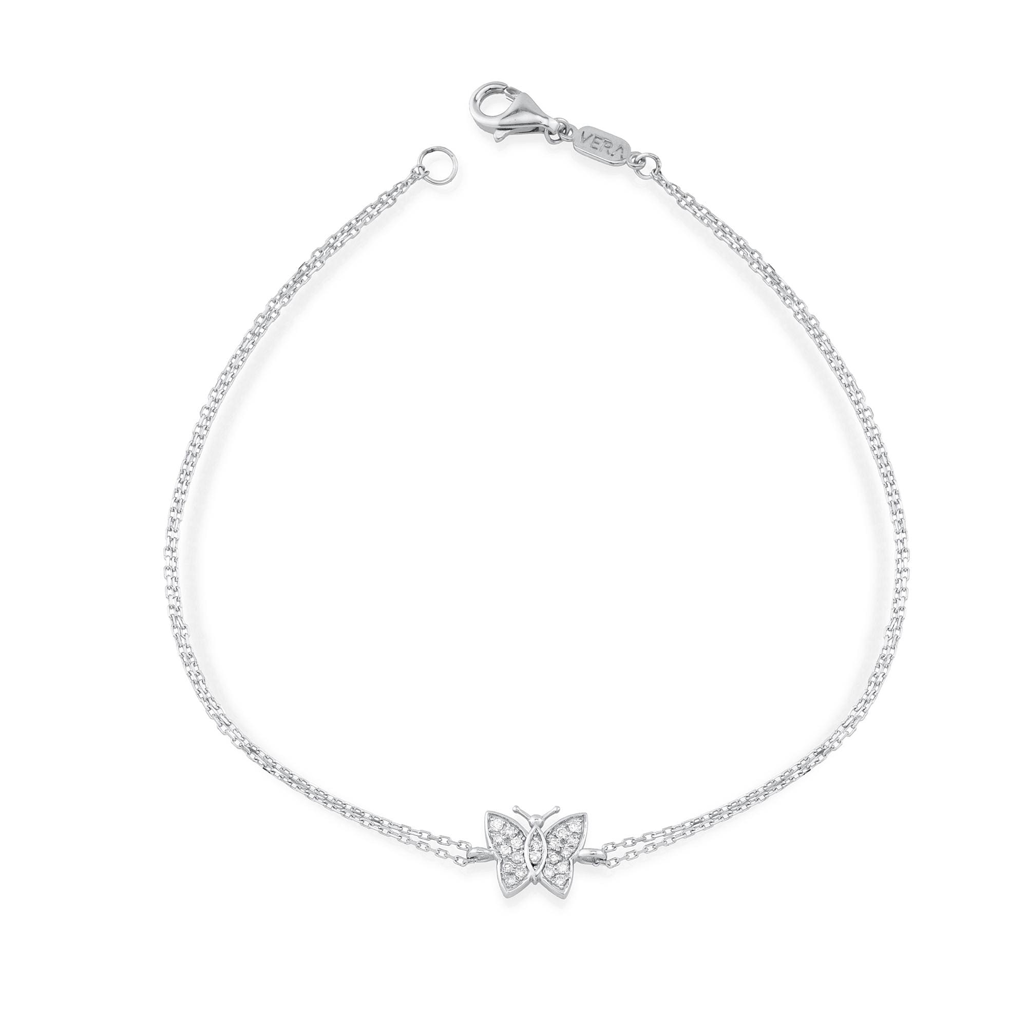 14K Gold Diamond Butterfly Bracelet/ Dainty Gold Diamond Butterfly Bracelets Gifts for Her/ Gold Butterfly Bracelet/ Birthday Gifts for Her