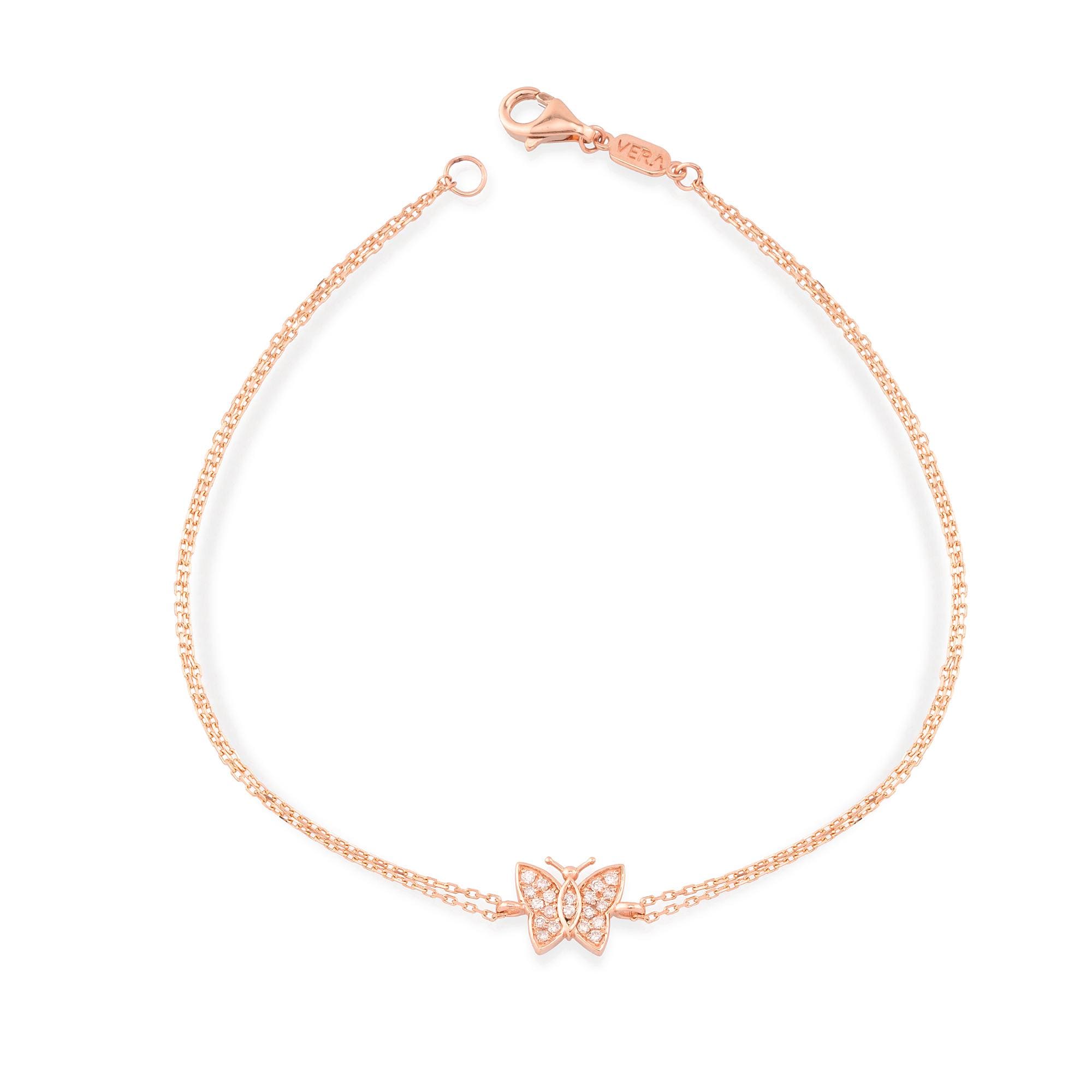 14K Gold Diamond Butterfly Bracelet/ Dainty Gold Diamond Butterfly Bracelets Gifts for Her/ Gold Butterfly Bracelet/ Birthday Gifts for Her