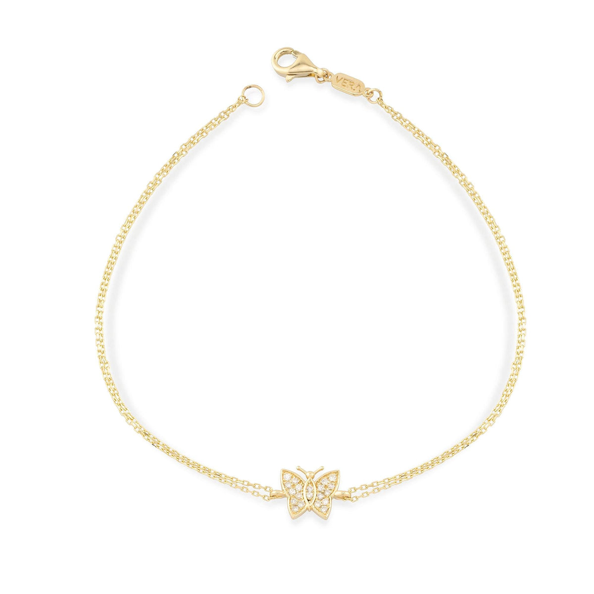 14K Gold Diamond Butterfly Bracelet/ Dainty Gold Diamond Butterfly Bracelets Gifts for Her/ Gold Butterfly Bracelet/ Birthday Gifts for Her