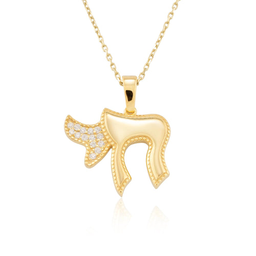 14K Gold Diamond Chai Necklace – Vida