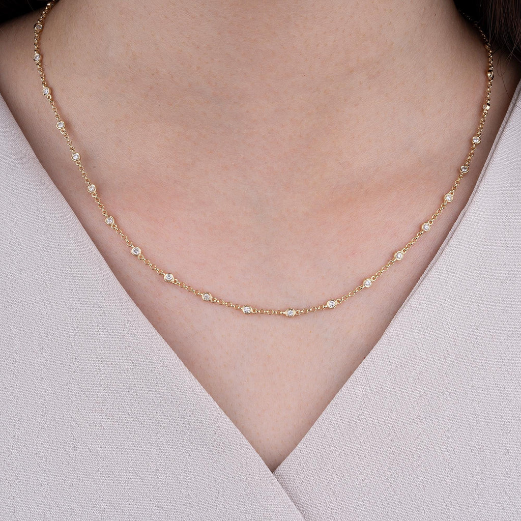 14K Gold Diamond Station Necklace – Sidereal