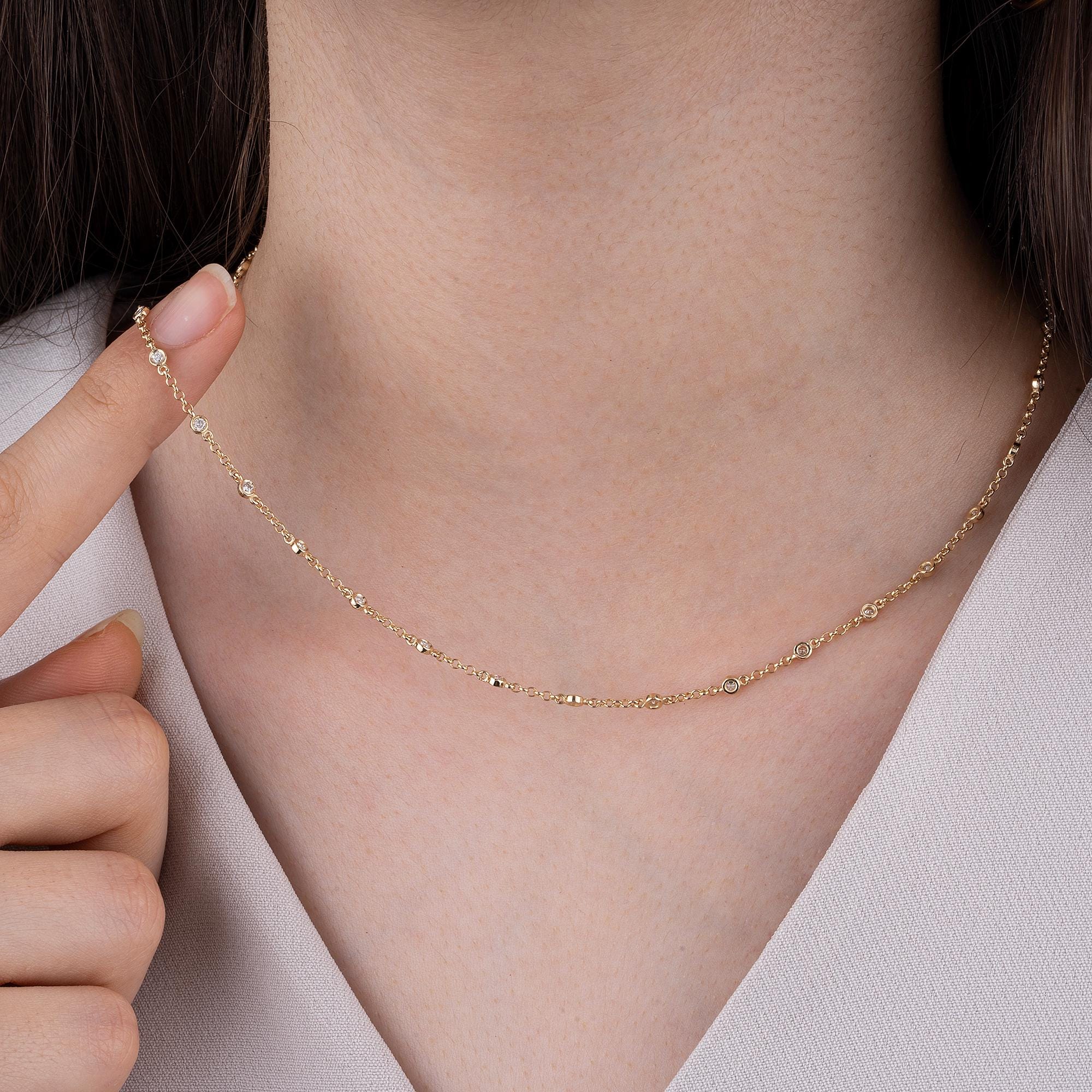14K Gold Diamond Station Necklace – Sidereal