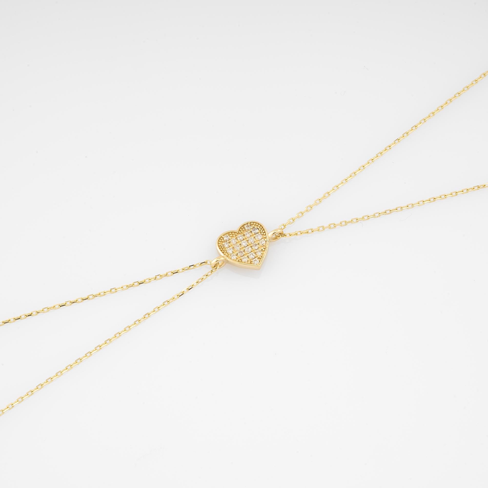 14K Gold Diamond Heart Bracelet/ Dainty Gold Diamond Heart Bracelets Gifts for Her/ Gold Heart Bracelet Birthday Gifts for Her/ Gift for Her