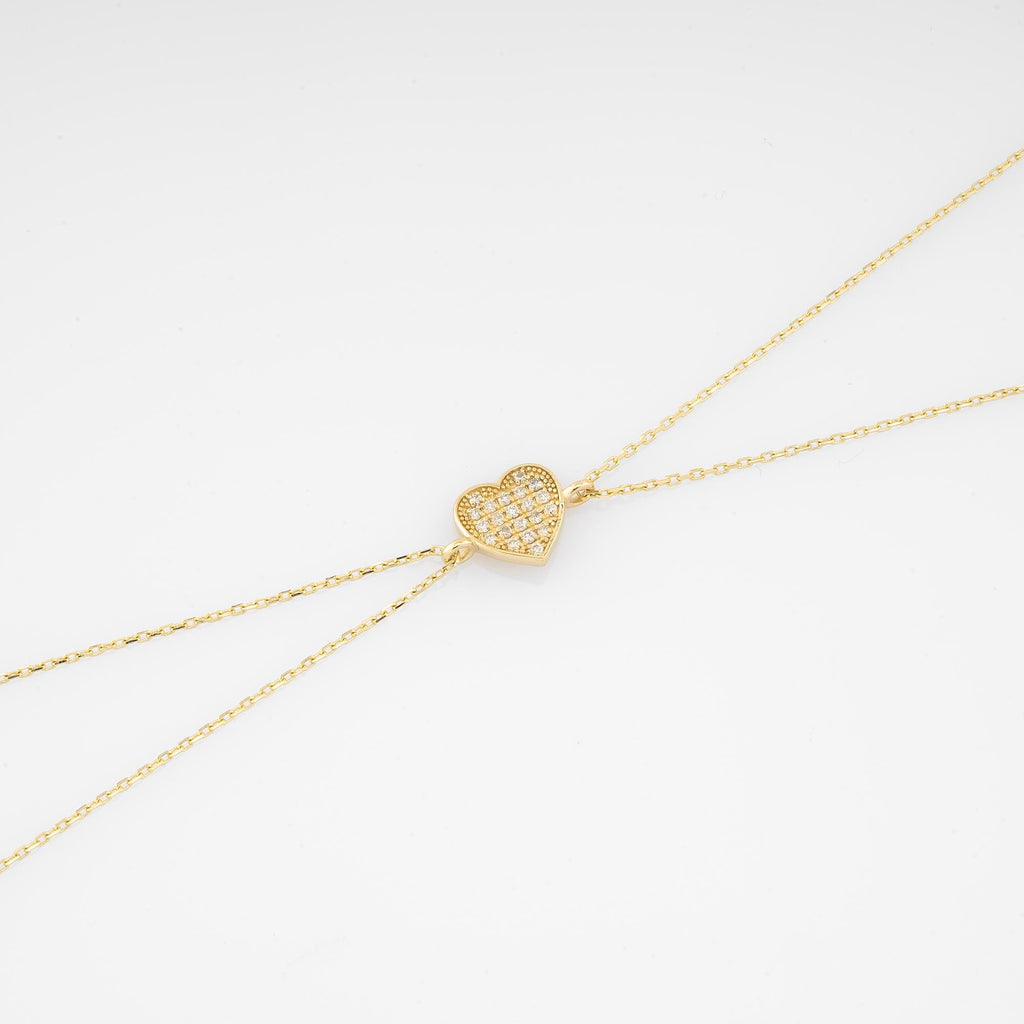 14K Gold Diamond Heart Bracelet – Novara