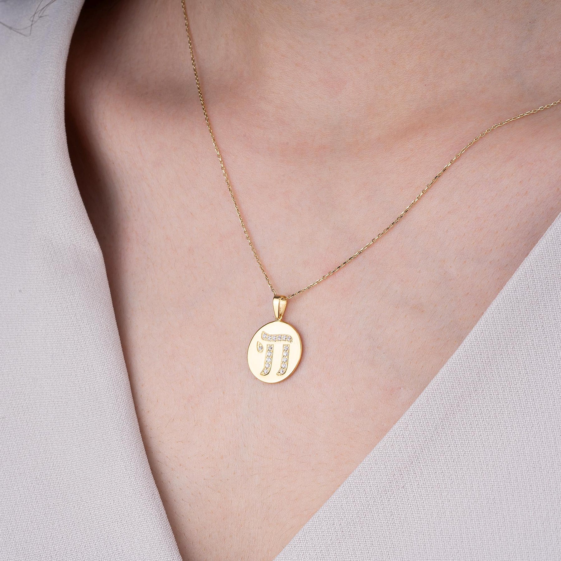 14K Gold Diamond Chai Medallion Necklace – Lumina