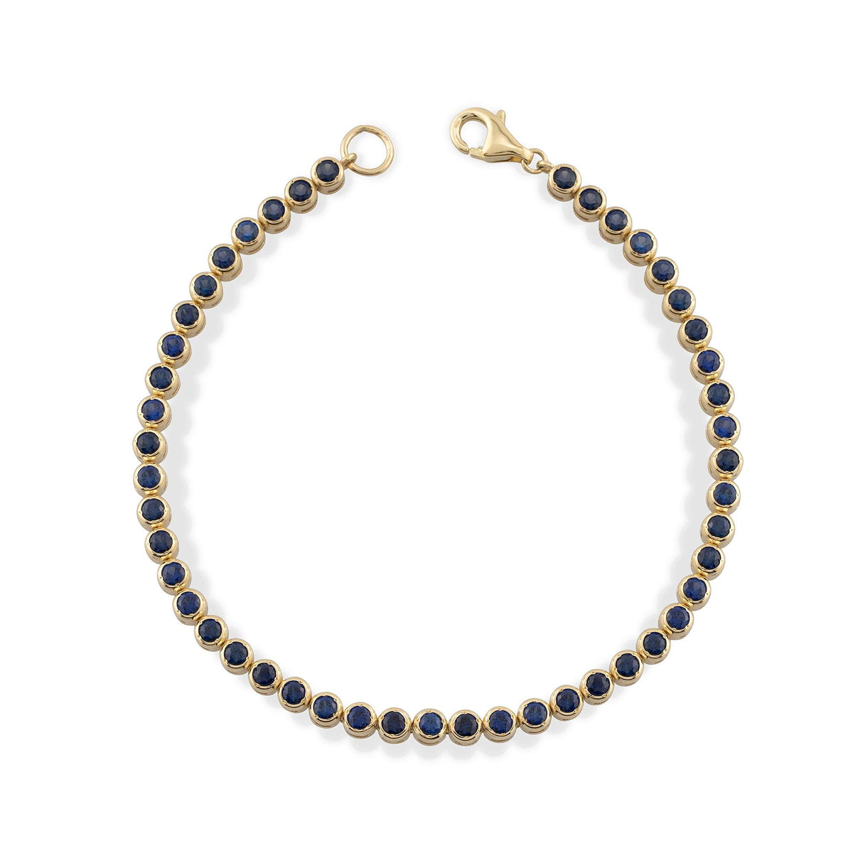 14K Gold Blue Sapphire Tennis Bracelet / Bezel Set Sapphire Bracelet / Dainty Gold Bracelet for Women / Elegant Fine Jewelry Gift for Her