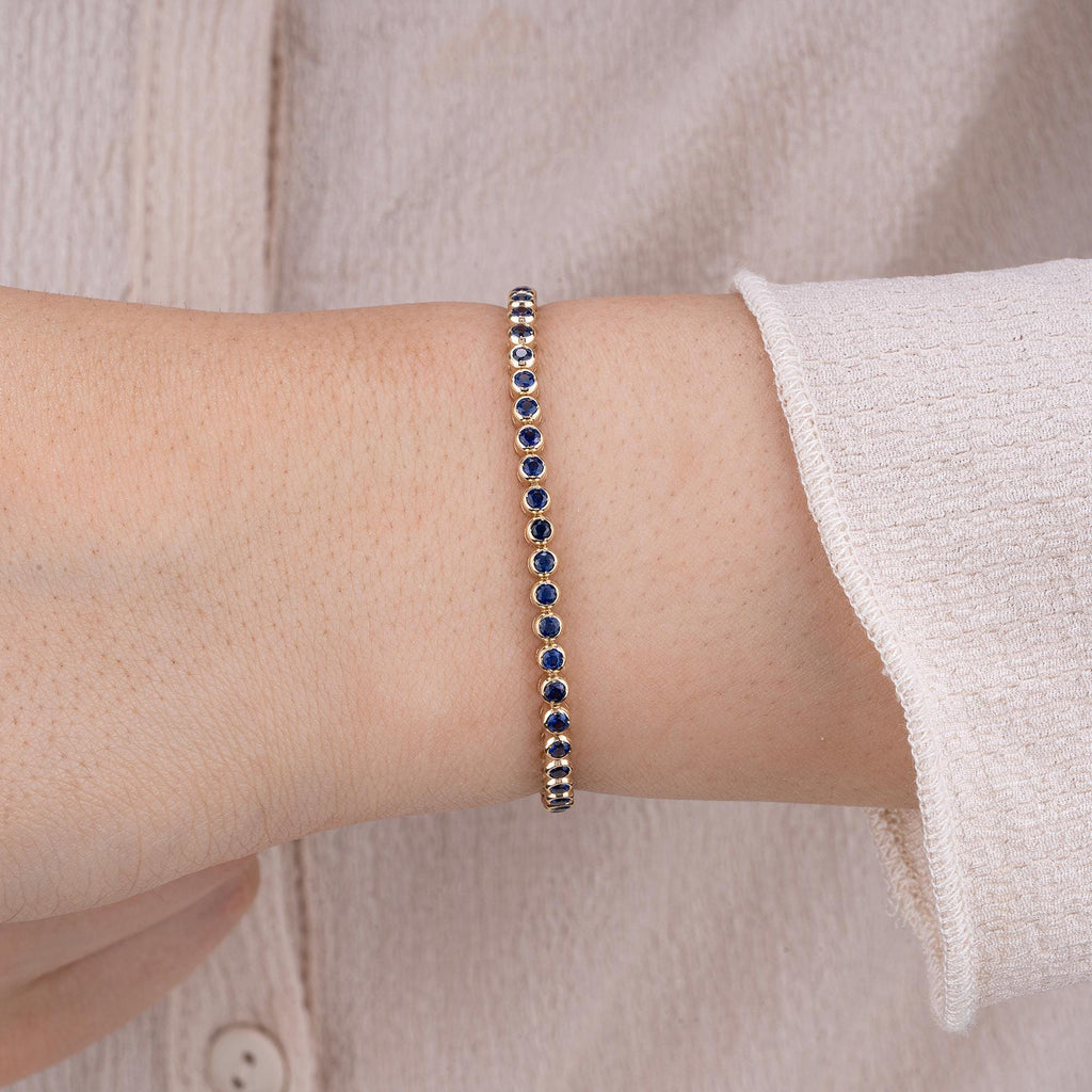 14K Gold Blue Sapphire Tennis Bracelet – Luretta