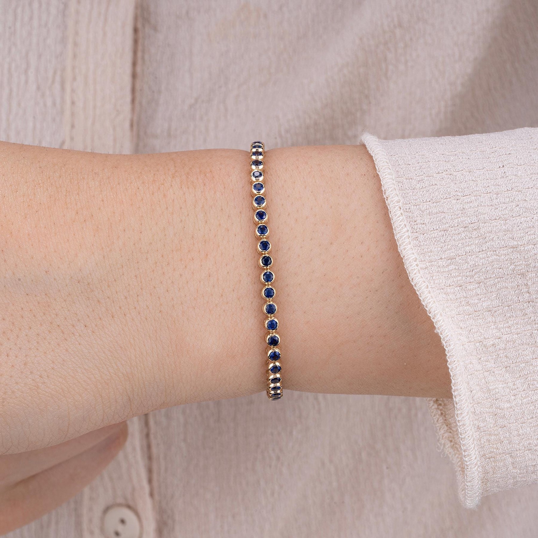 14K Gold Blue Sapphire Tennis Bracelet – Luretta