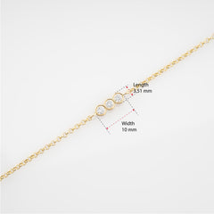14K Gold Diamond Trio Bracelet/ Unique Chain Diamond Bracelet/ Dainty Solid Gold Bracelet for Women/ Gift for Her/ Elegant Gold Jewelry