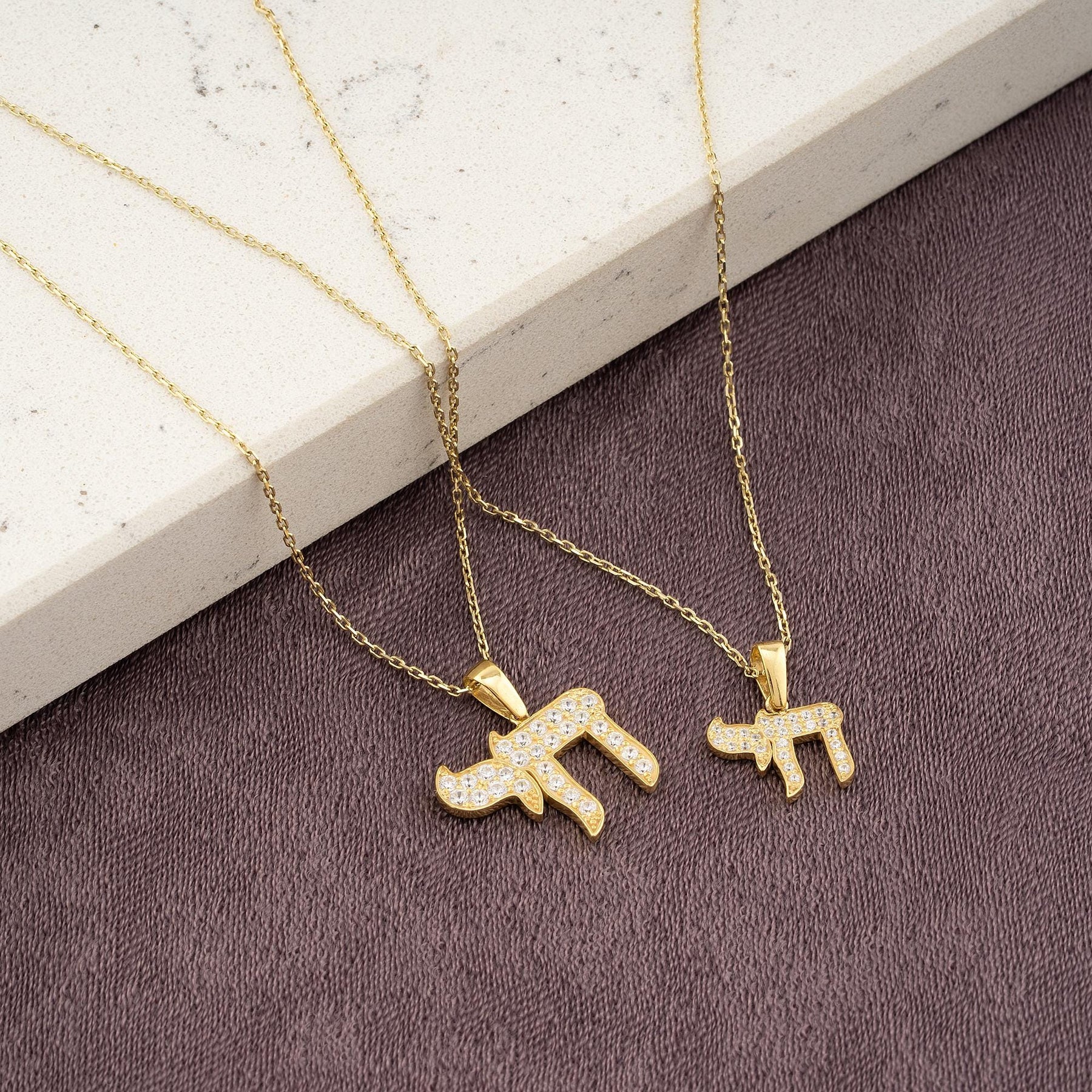 14K Gold Diamond Chai Necklace – Aether