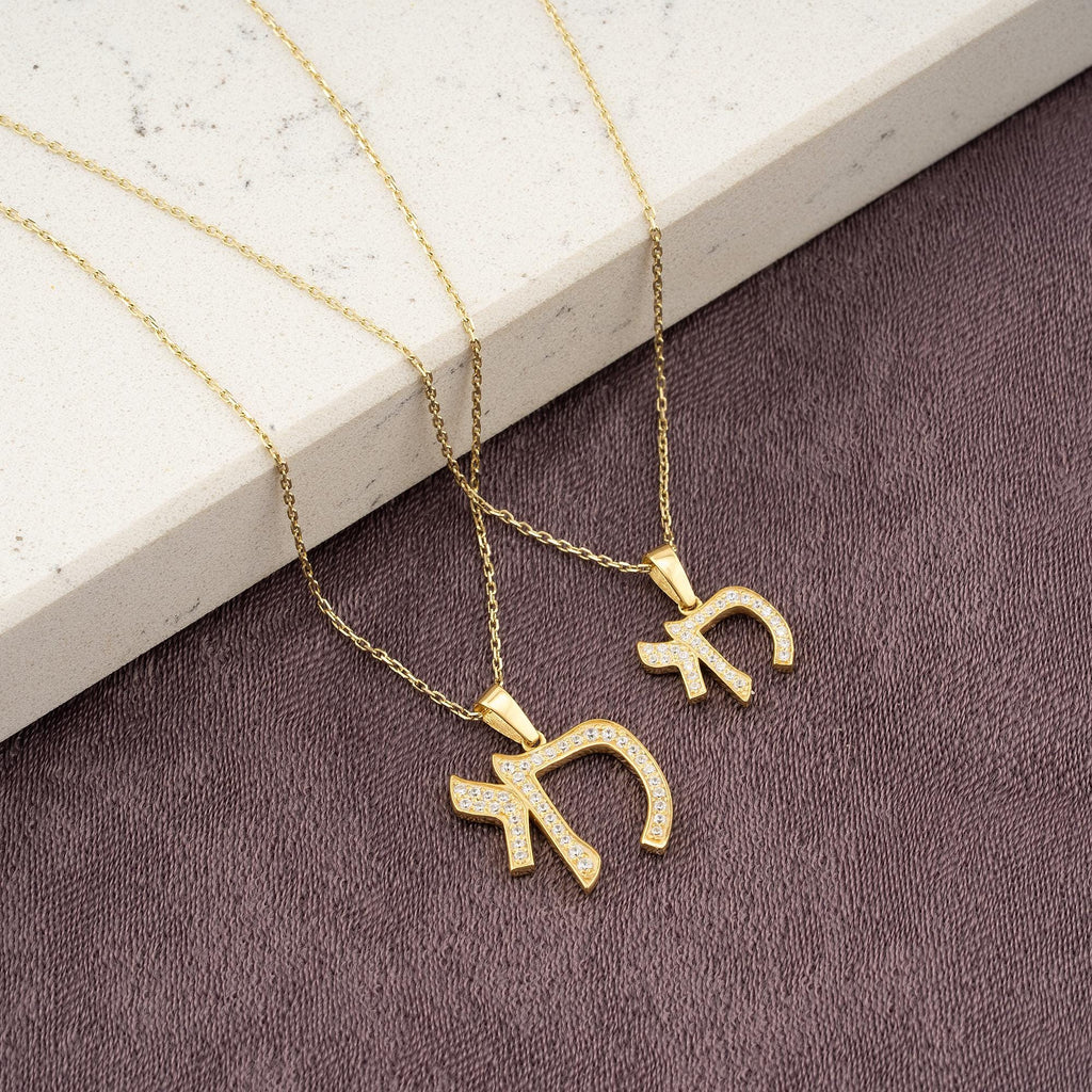 14K Gold Diamond Chai Necklace – Aura