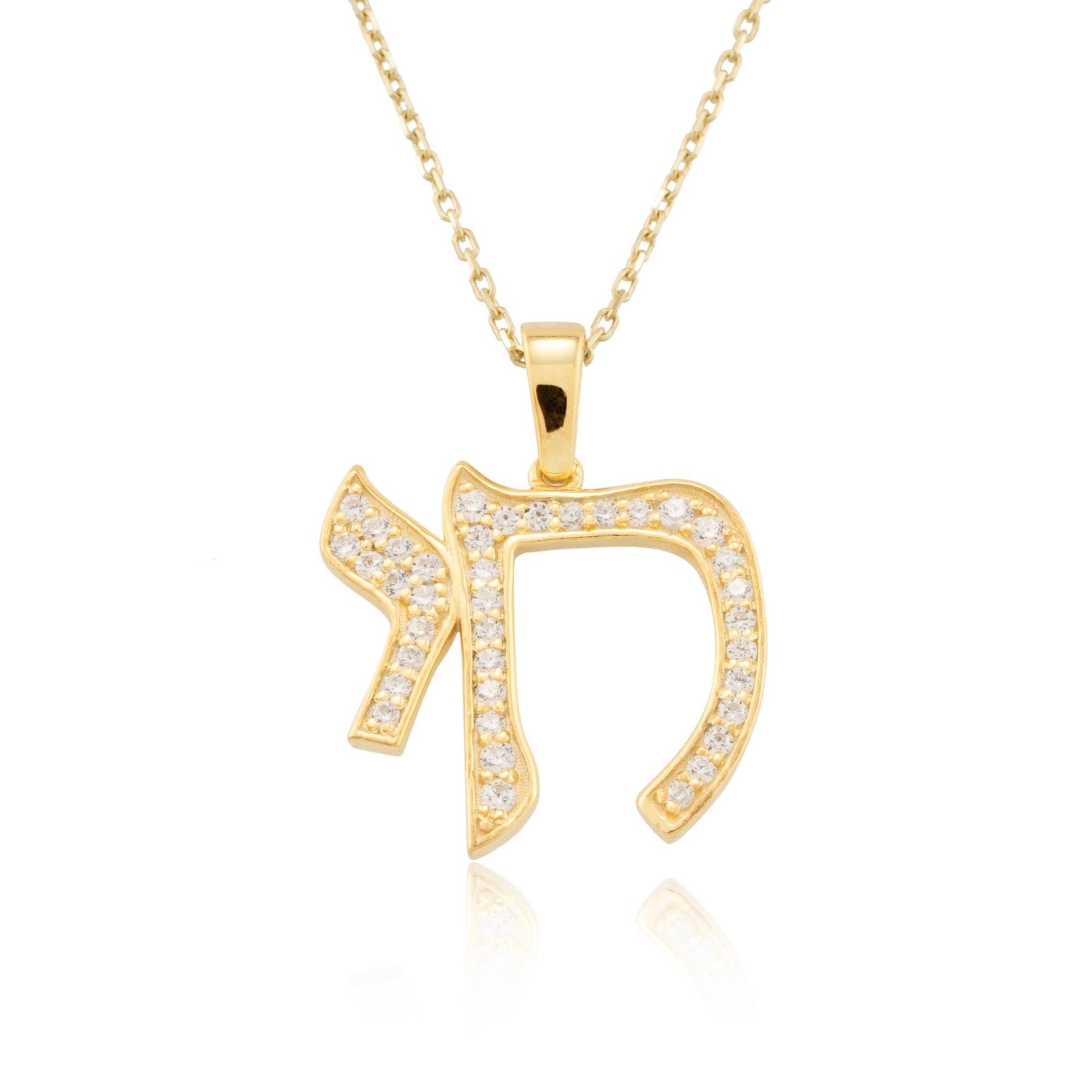 14K Gold Diamond Chai Necklace – Aura