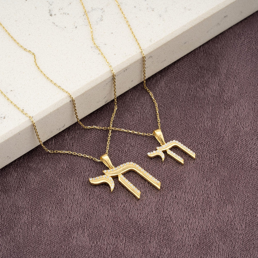 14K Gold Outline Diamond Chai Necklace – Luma