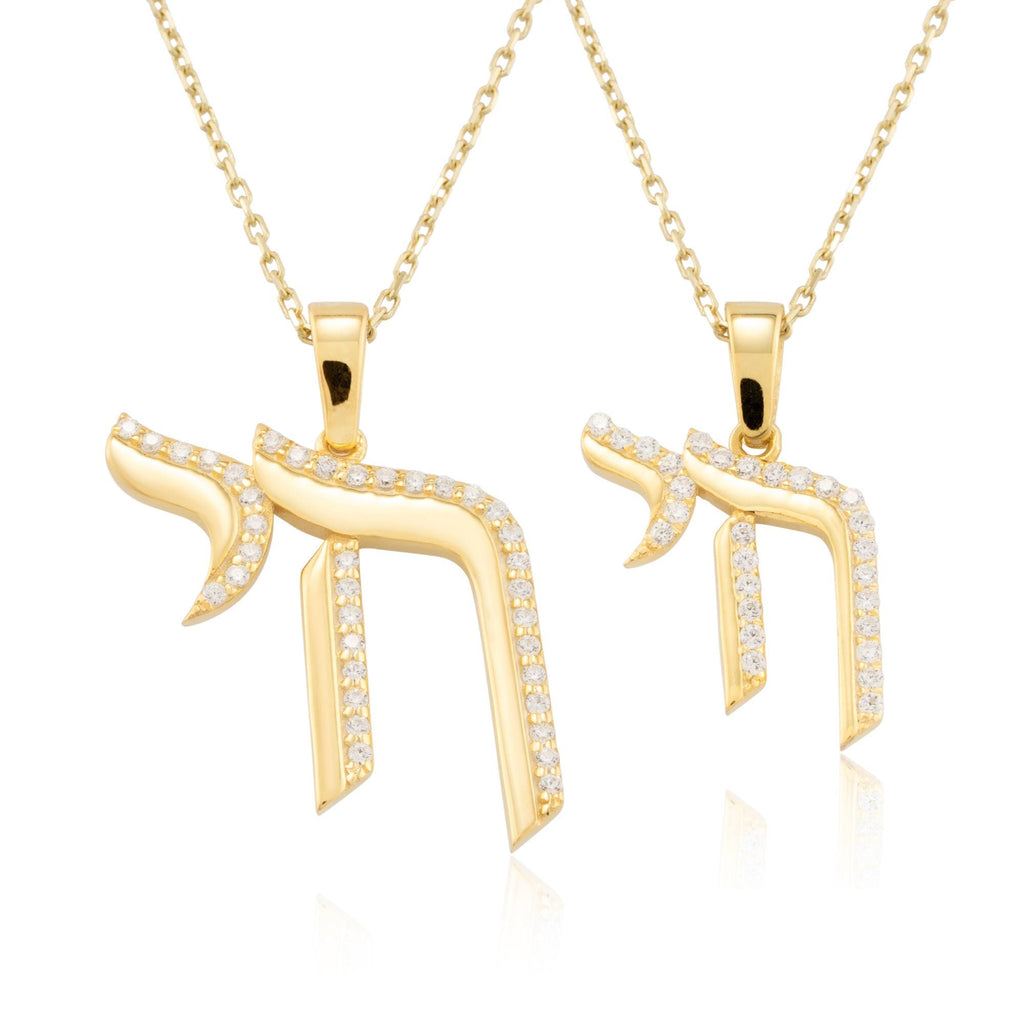 14K Gold Outline Diamond Chai Necklace – Luma