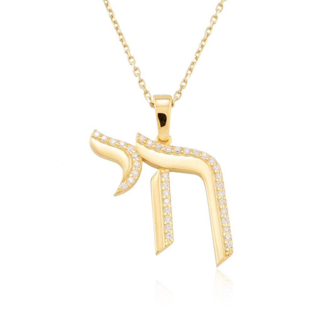 14K Gold Outline Diamond Chai Necklace – Luma
