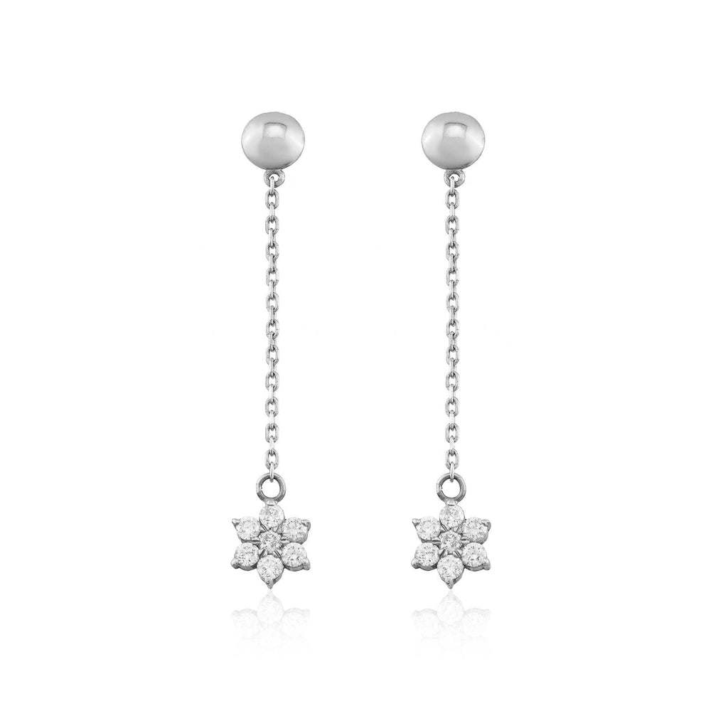 14K Gold Diamond Flower Drop Earrings – Fleur