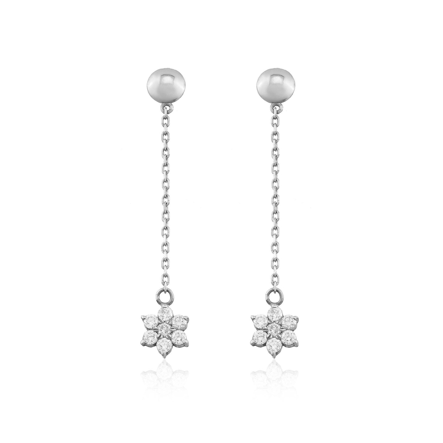 14 Ayar Altın Pırlanta Çiçek Damla Küpeler – Fleur 