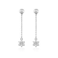 14K Gold Diamond Flower Drop Earrings – Fleur