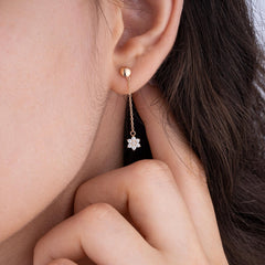 14K Gold Diamond Flower Drop Earrings – Fleur