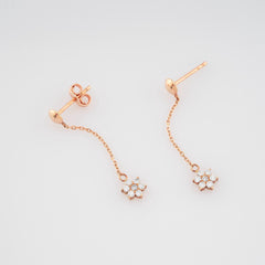 14K Gold Diamond Flower Drop Earrings – Fleur