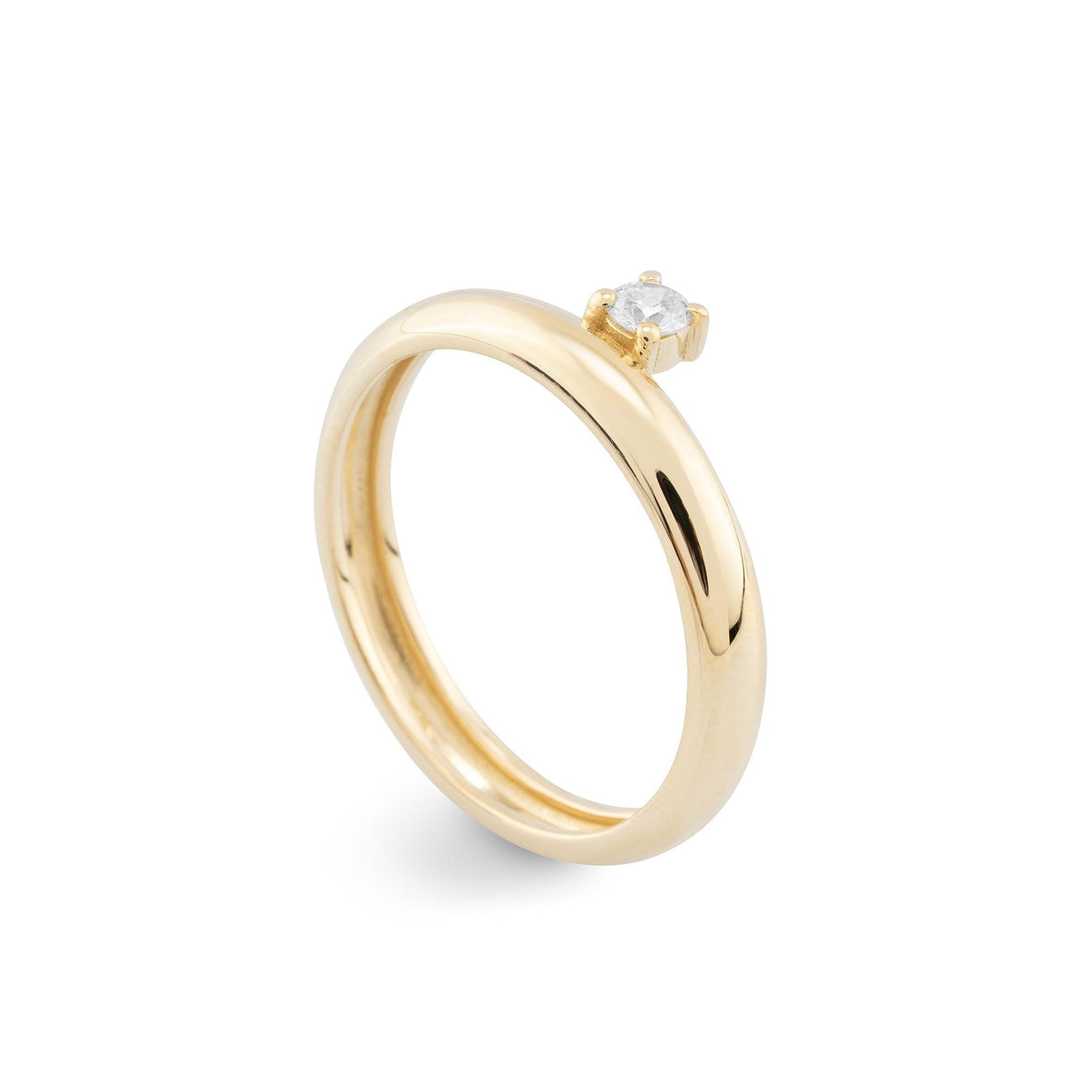 14K Gold Solitaire Diamond Ring for Women / Minimalist Diamond Gold Ring / Elegant Stacking Ring / Dainty Gold Jewelry / Gift for Her