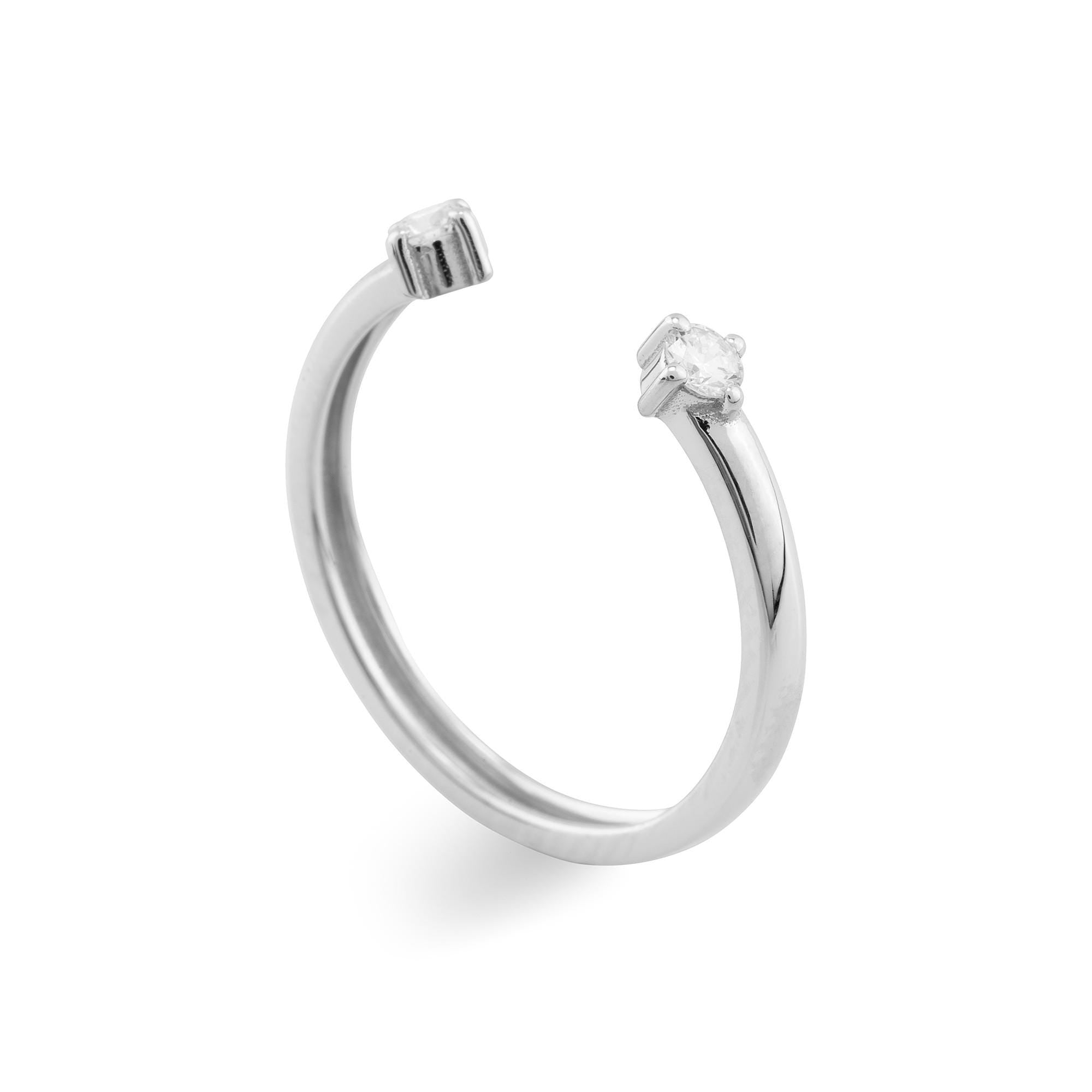 14K Gold Diamond Open Ring for Women/ Dainty Adjustable Gold Ring/ Modern Minimalist Diamond Ring/ Gift for Her/ Stackable Fine Jewelry