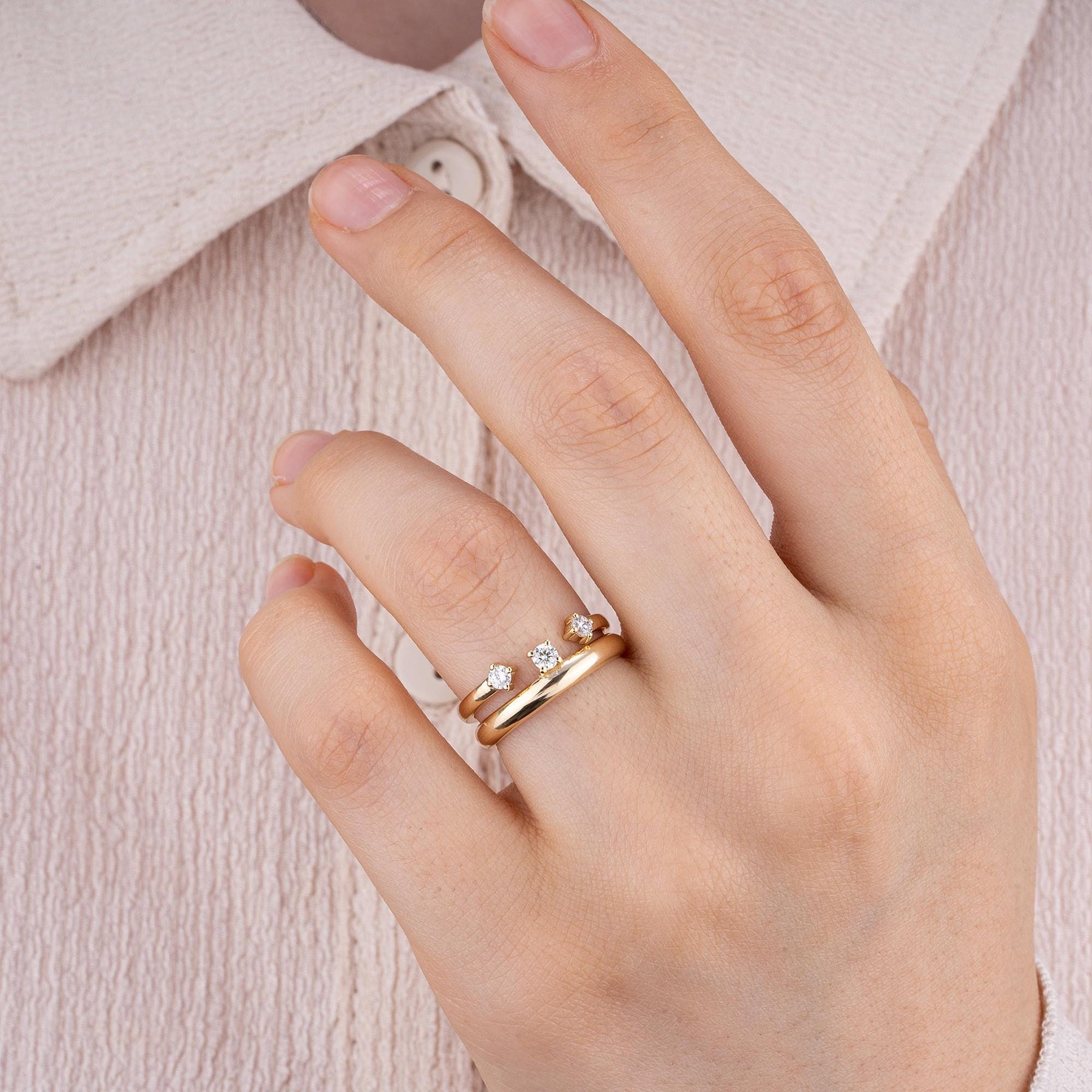 14K Gold Diamond Open Ring – Arien