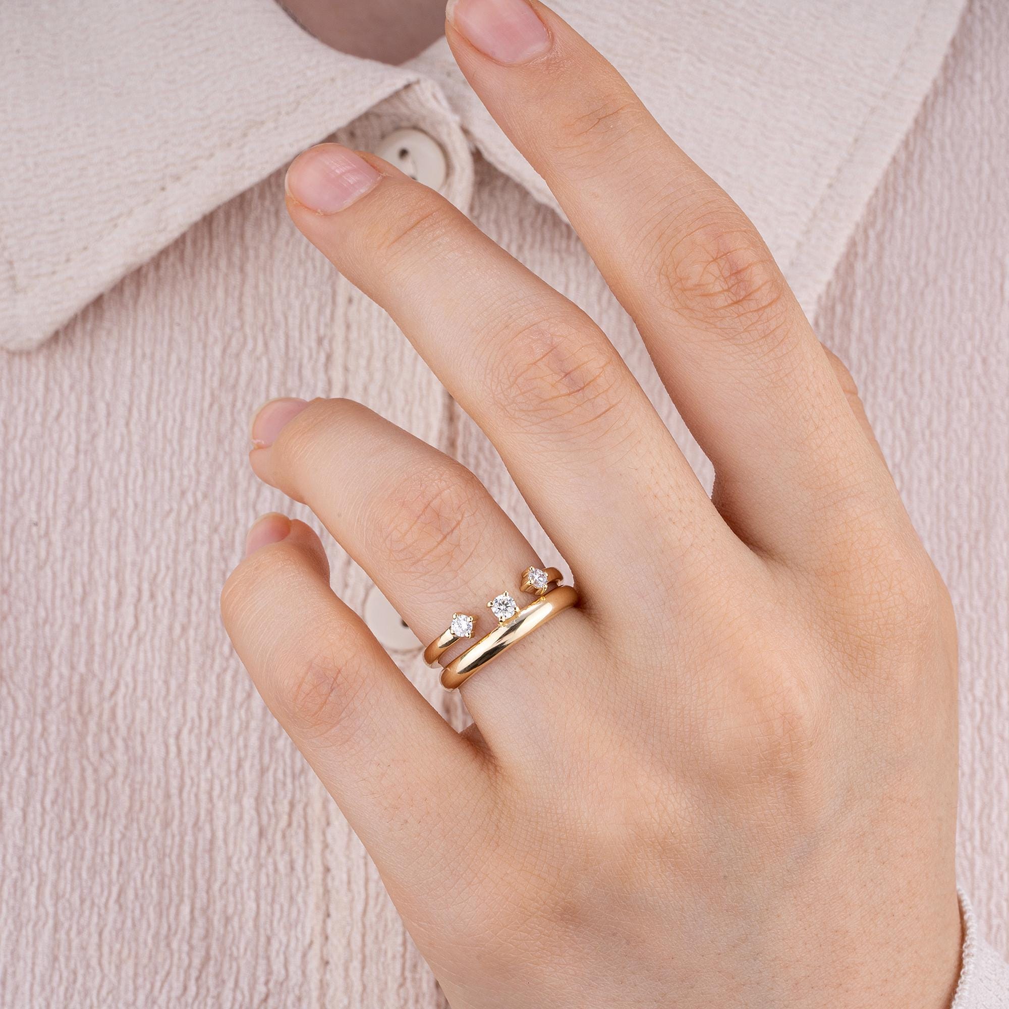 14K Gold Diamond Open Ring – Arien