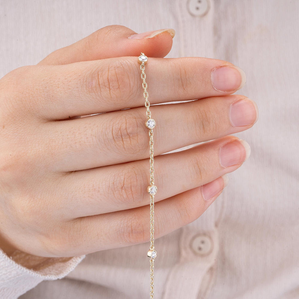 14K Gold Diamond Station Bracelet – Arvella