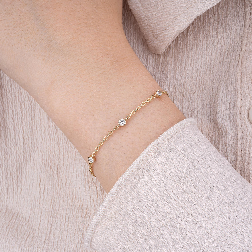14K Gold Diamond Station Bracelet – Arvella