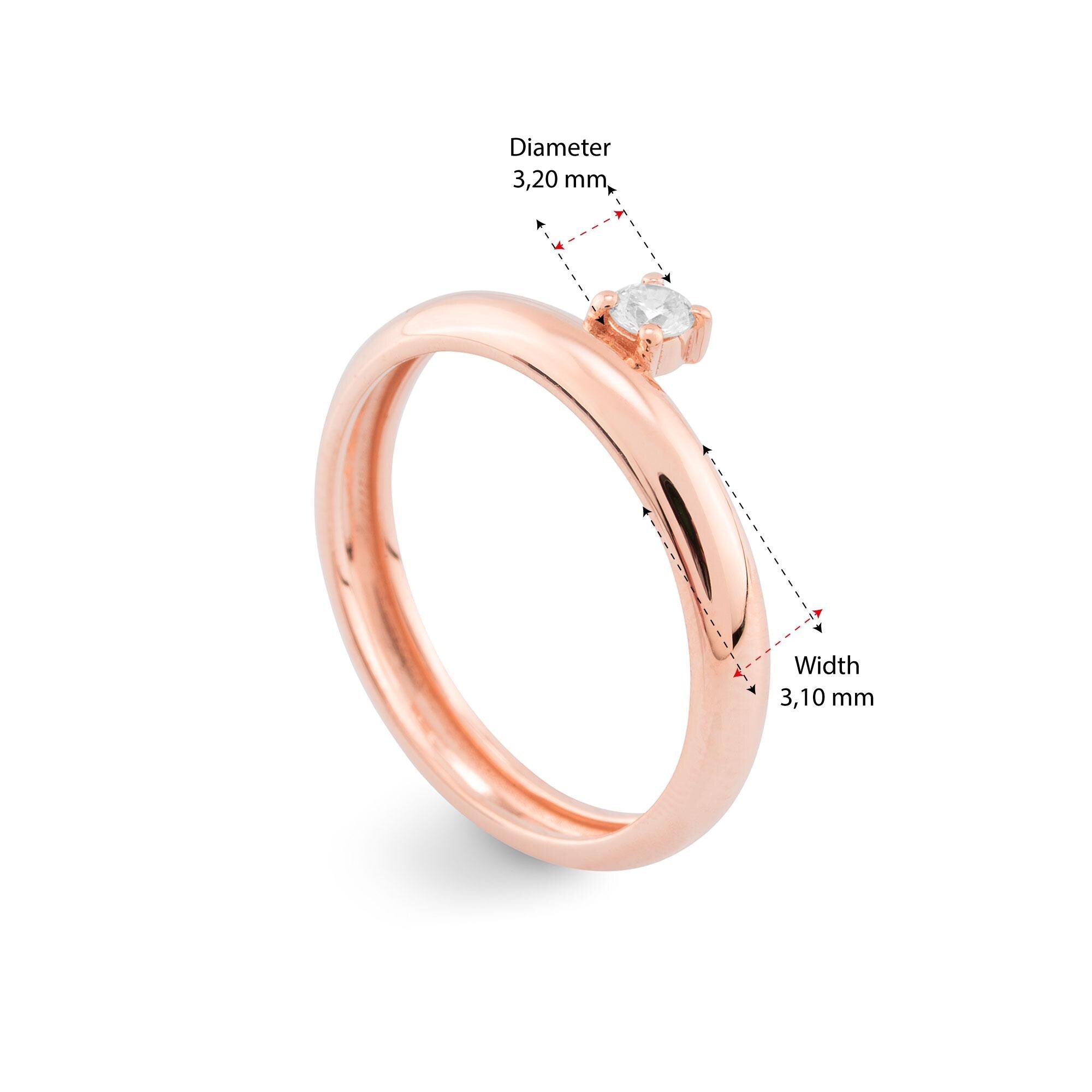 14K Gold Solitaire Diamond Ring for Women / Minimalist Diamond Gold Ring / Elegant Stacking Ring / Dainty Gold Jewelry / Gift for Her